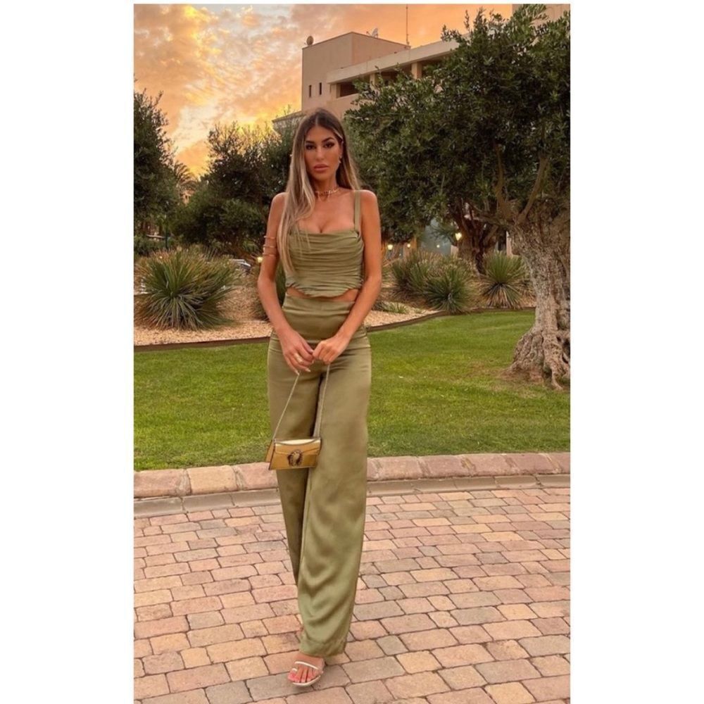 NWT Zara Blogger’s Favorite Green Satin Effect Ruched Draped Corset Top, Size XS - Picture 9 of 16